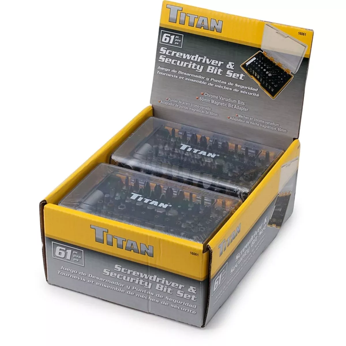 Titan 16061-4 4-Pc Counter Display - 61 Pc. Bit Set
