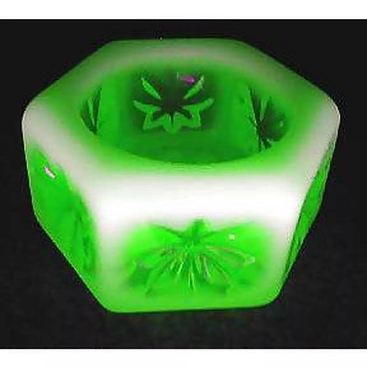 Vaseline Opalescent Glass Hexagonal Salt Cellar